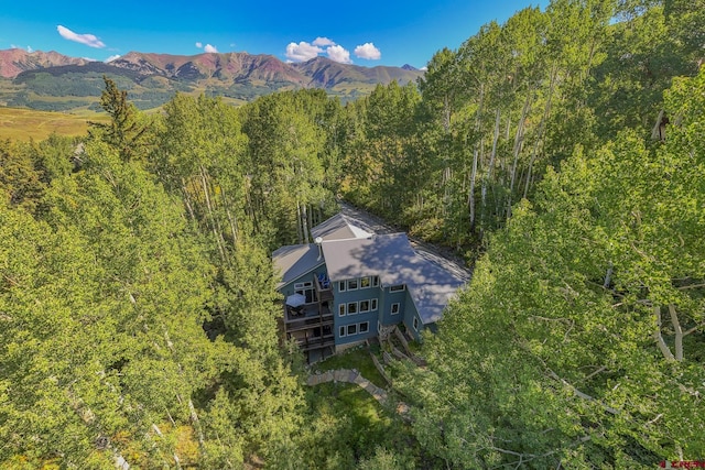 drone / aerial view with a mountain view