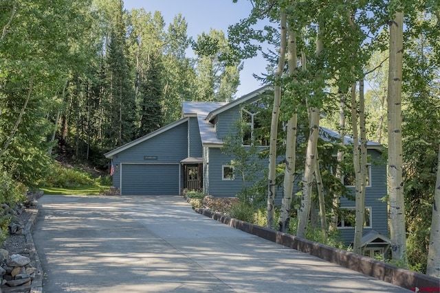 view of front of property with a garage