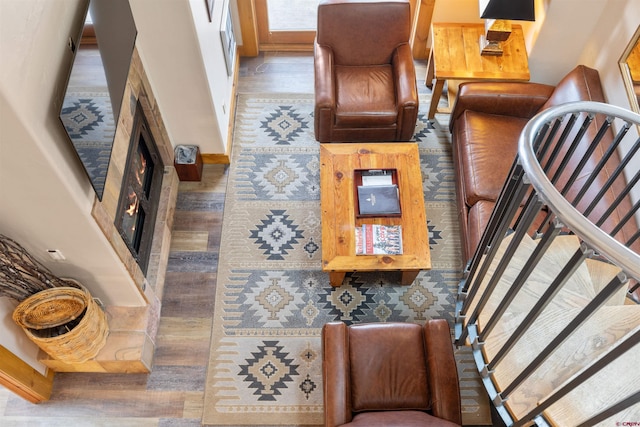 living room with hardwood / wood-style flooring