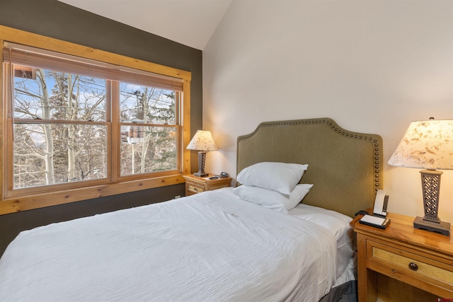 bedroom with vaulted ceiling