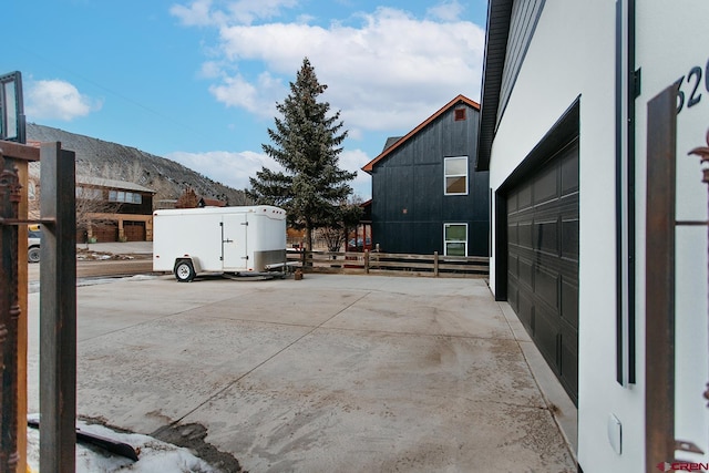 view of patio with a mountain view