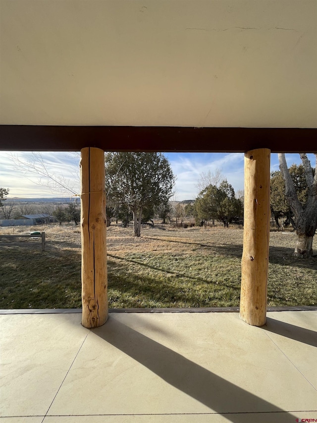 view of patio / terrace featuring a rural view