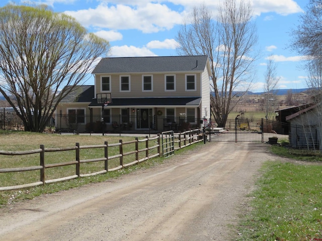 view of front of home with a front lawn