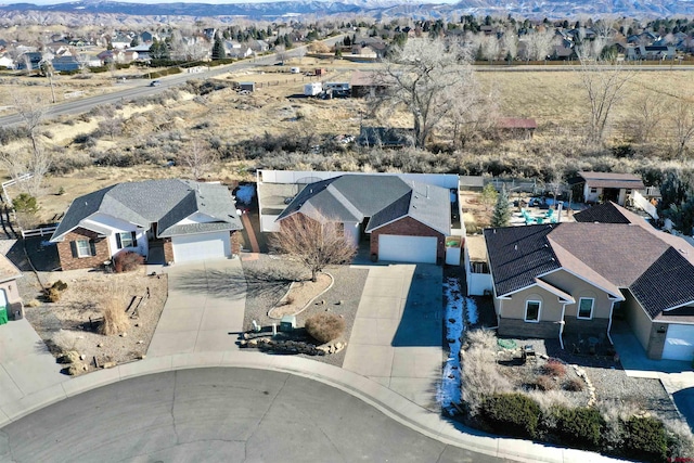 bird's eye view with a mountain view