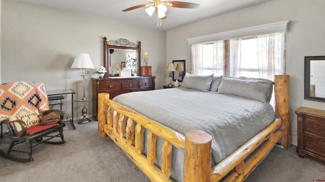 bedroom featuring carpet and ceiling fan