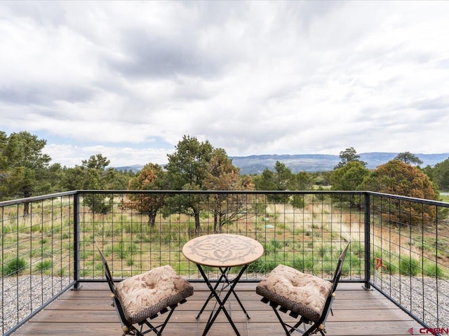 deck featuring a mountain view