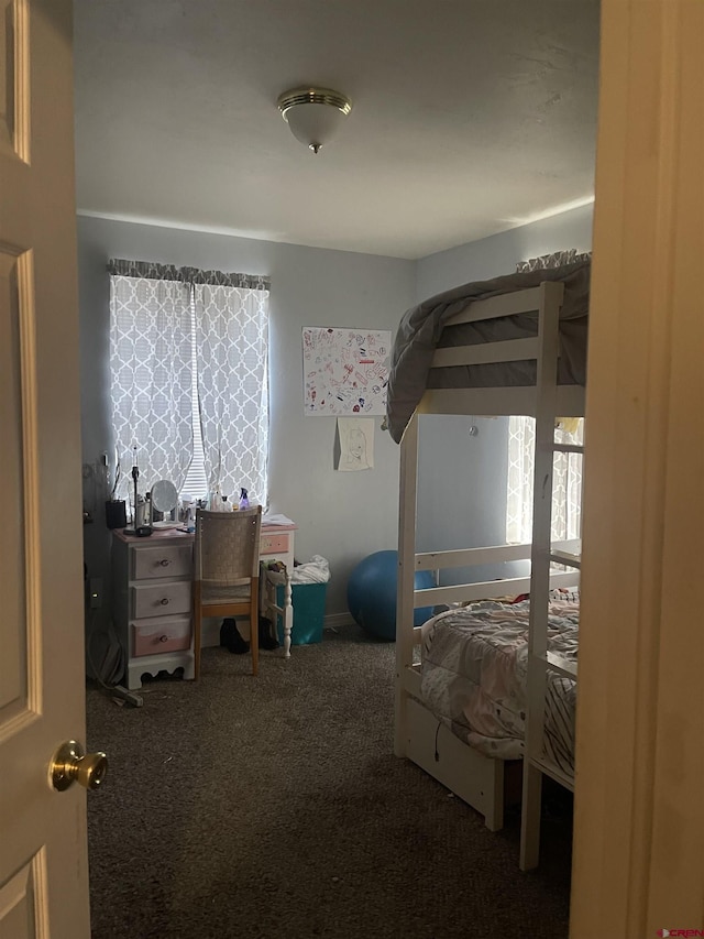 bedroom featuring multiple windows and carpet