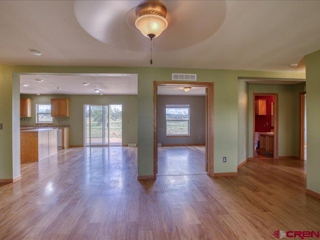 interior space with light hardwood / wood-style floors