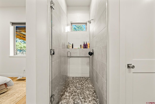 bathroom featuring walk in shower