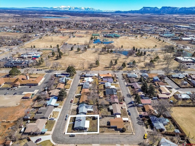 drone / aerial view with a mountain view