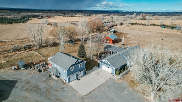 aerial view featuring a rural view