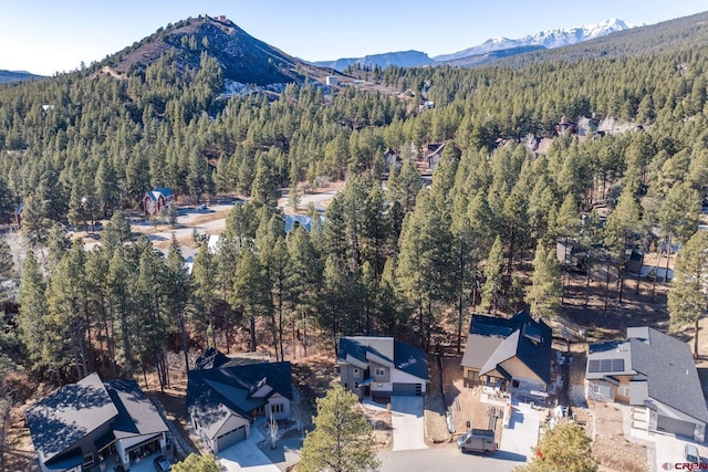 birds eye view of property with a mountain view