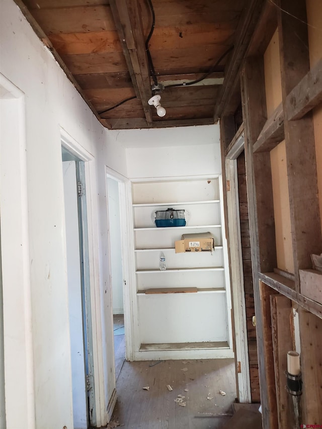 hall with wooden ceiling