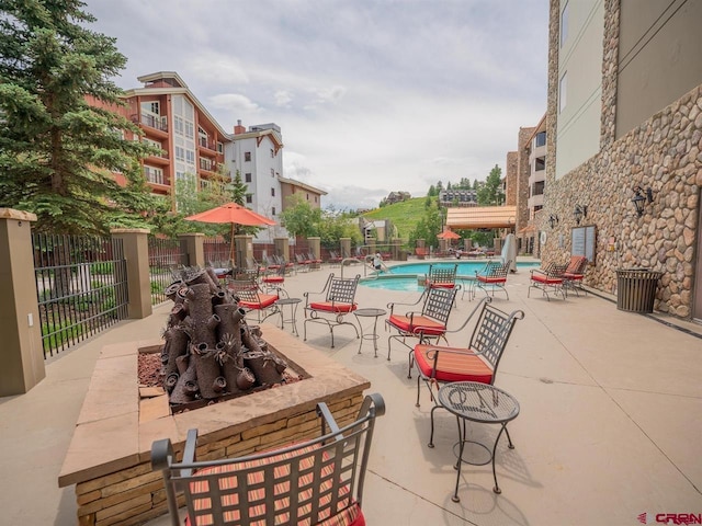 view of patio / terrace with a community pool