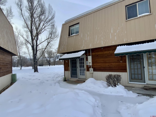 view of snowy exterior