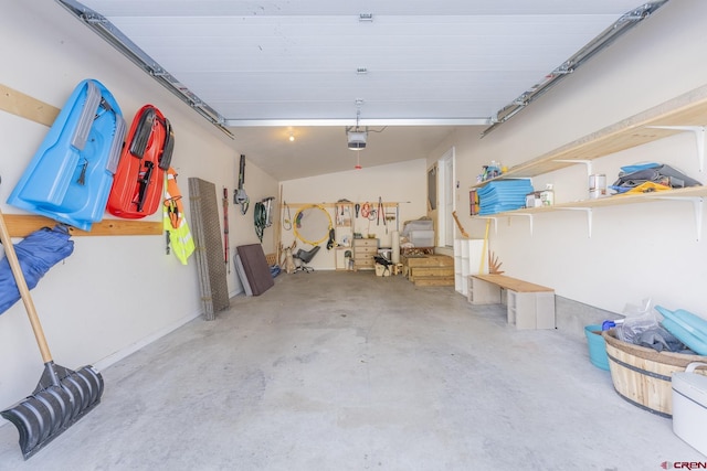 garage with a garage door opener