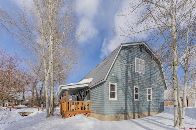 view of snow covered exterior