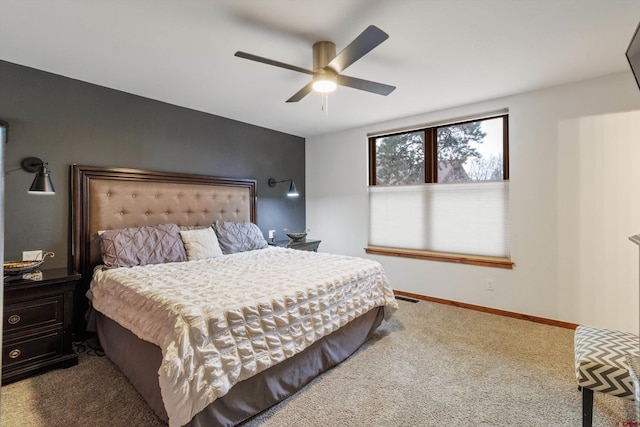 bedroom featuring carpet and ceiling fan