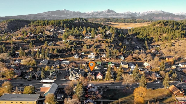 bird's eye view with a mountain view