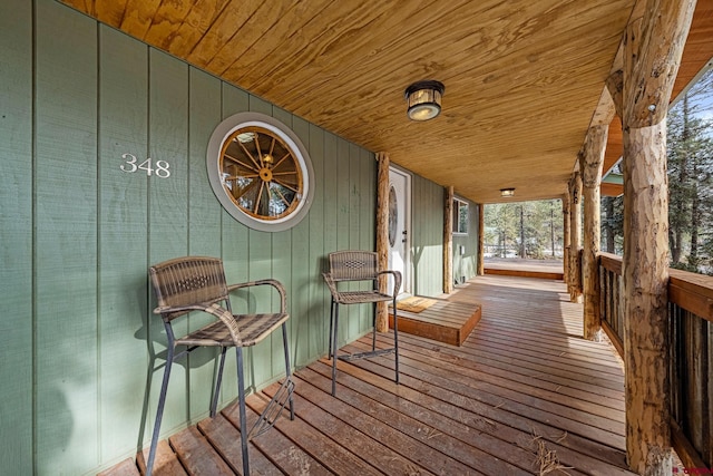 deck with covered porch