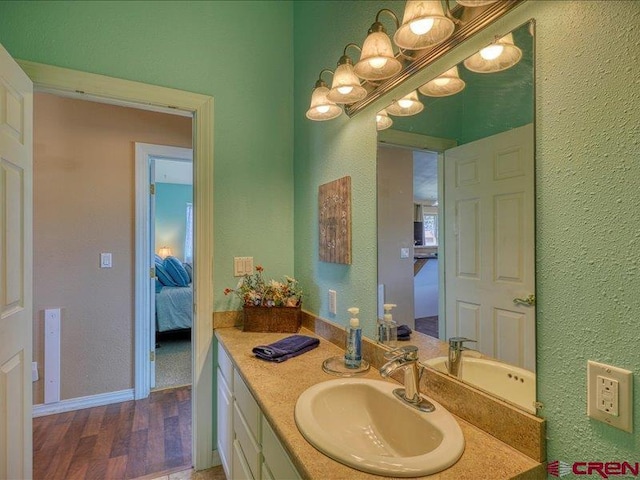 bathroom featuring wood-type flooring and vanity