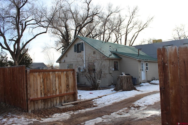 view of snow covered property