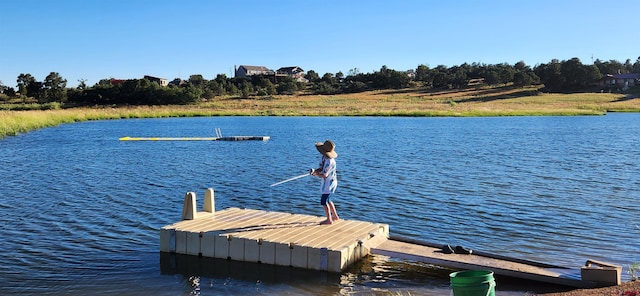 view of dock featuring a water view