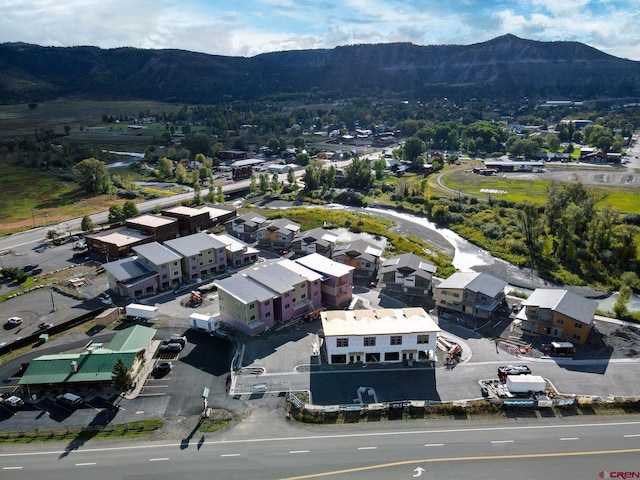 aerial view with a mountain view