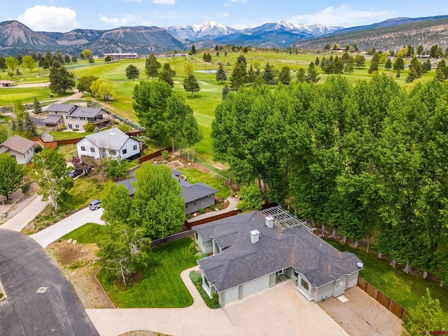 aerial view with a mountain view