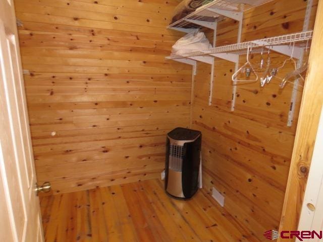 view of sauna / steam room with hardwood / wood-style floors