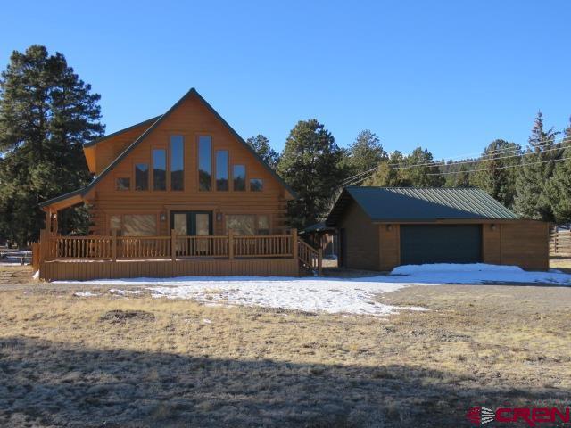 view of log home