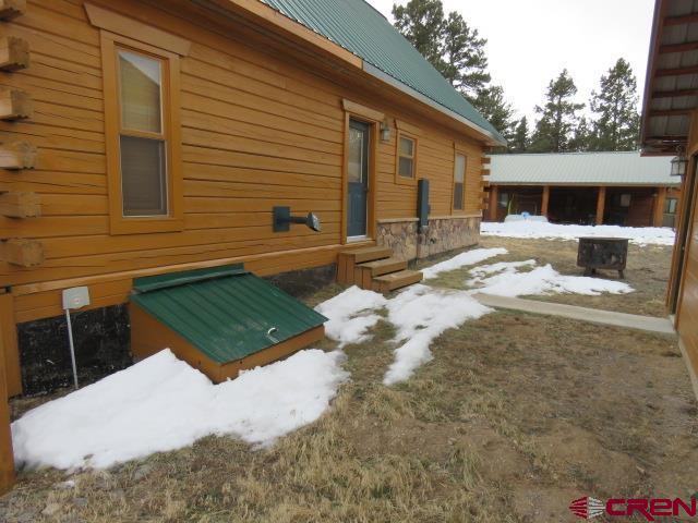 view of snow covered property