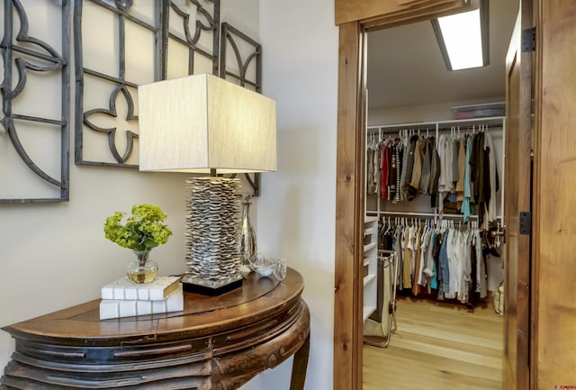 corridor featuring light hardwood / wood-style flooring