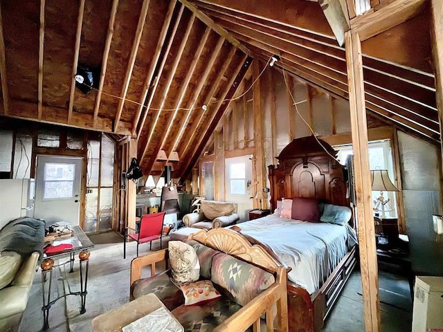 bedroom with vaulted ceiling