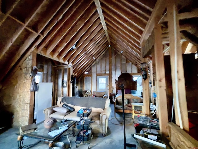 view of unfinished attic