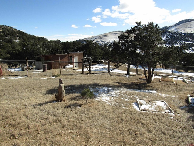 view of yard featuring a mountain view