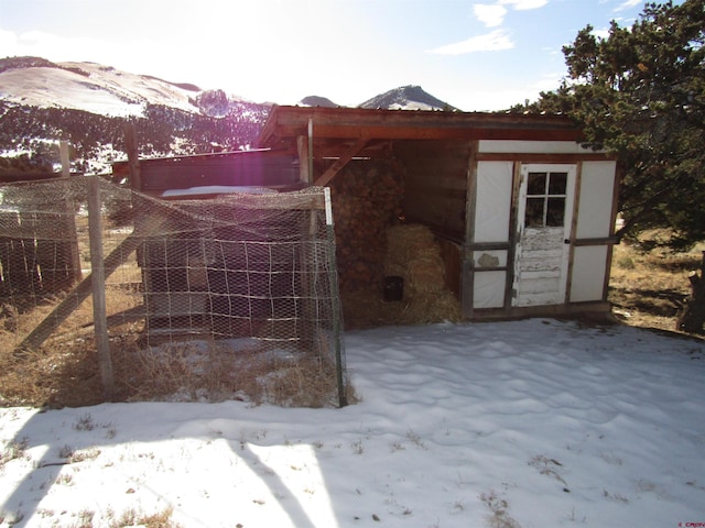 exterior space featuring a mountain view