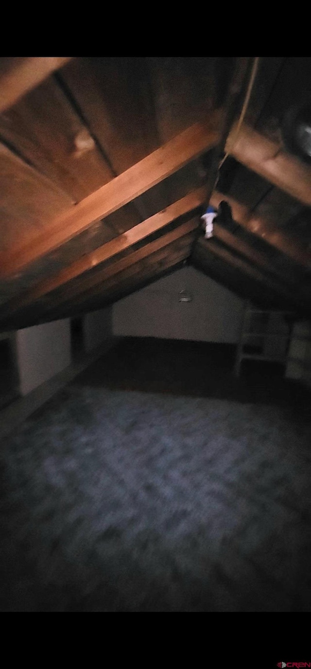 view of unfinished attic