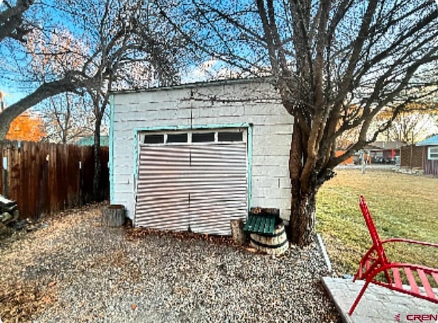 view of outdoor structure with a garage