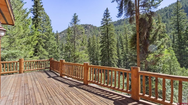 deck featuring a mountain view