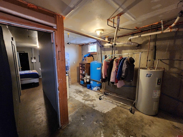 basement with water heater