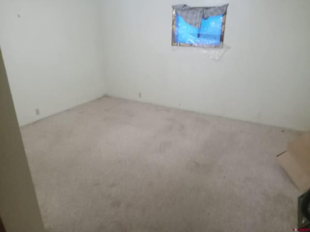 unfurnished room featuring light carpet