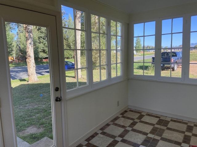 view of unfurnished sunroom