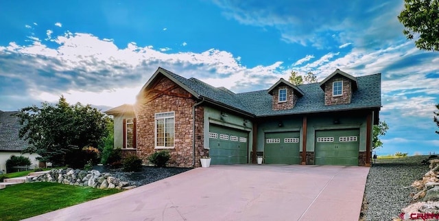 view of front of property with a garage