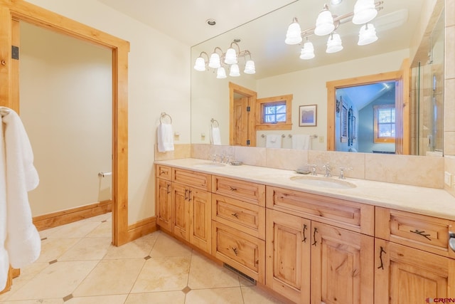 bathroom featuring vanity and tile patterned floors