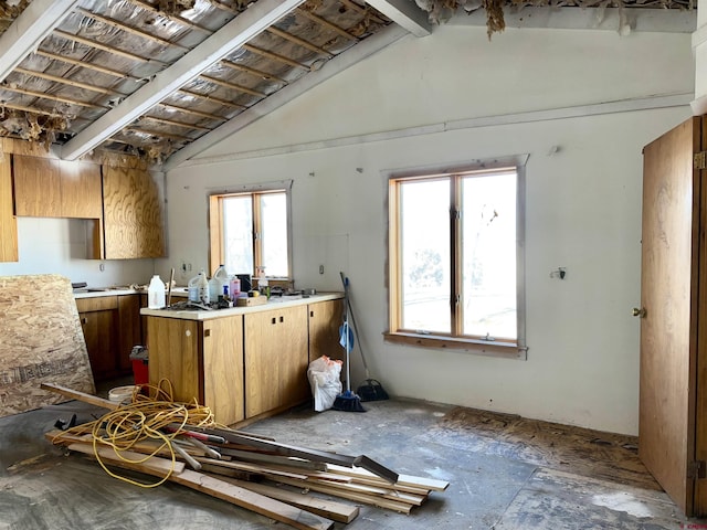 misc room with high vaulted ceiling