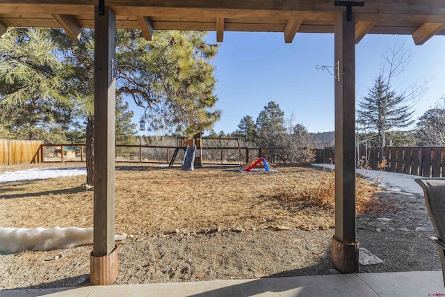 view of yard featuring a playground