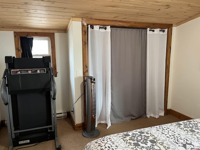 interior space with wooden ceiling