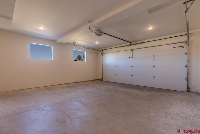 garage with a garage door opener