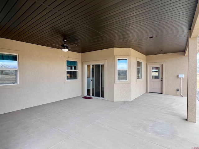 view of patio / terrace featuring ceiling fan